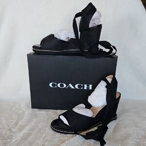 Coach Page Jacquard Wedge Sandals MSRP $249 NIB NWT Sz 9